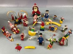 Collection of European wooden Christmas tree decorations