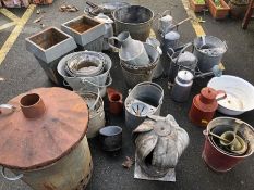 Large collection of galvanised metal items