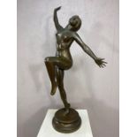 Bacchante, An Art Deco, Large (approx 104cm tall) Bronze Figure of a nude dancing lady A carefree