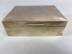 Silver Hallmarked cigarette box, hinged lid, wooden lined approx 11.5 x 8.6 x 3.8cm and hallmarked