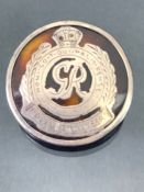 Royal Engineers Silver Sweetheart brooch hallmarked to reverse and backed with Tortoise shell