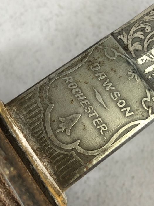 British Victorian 1827 Pattern Officers Sword blade etched DAWSON ROCHESTER etched with crowned VR - Image 30 of 49