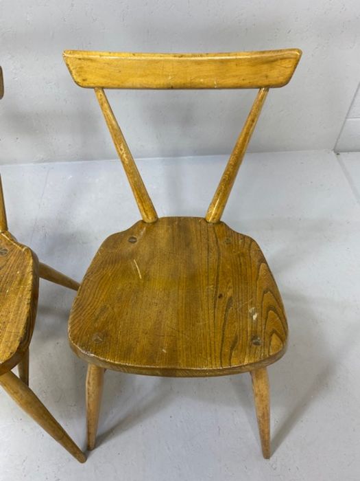 Set of four early Ercol tapered, stick back stacking chairs - Image 7 of 14