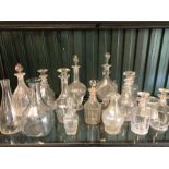 Collection of glassware to include vintage decanters and bottles, approx 15 pieces