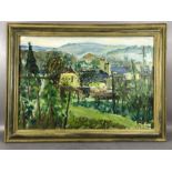 FIONA PAYNE (British, 20th century), oil on board, 'Chilton Road, Bath, Allotments', November