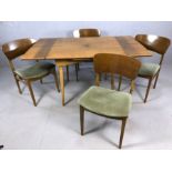 Mid Century high polish extending dining table, approx 145cm x 84cm (extended) with four '
