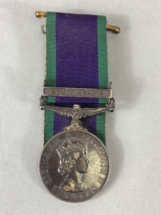 General Service Medal with South Arabia bar and ribbon awarded to 23969306 TPR. B. GAJDUS. LG. FOR