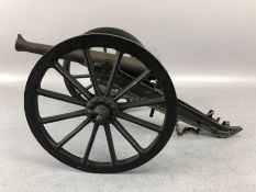 Vintage metal model cannon possibly of a Royal Navy Field Gun with moving parts approx 19cm in