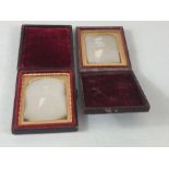 Two Victorian daguerreotype portraits, each in leather covered cases, one marked 'J.S & A