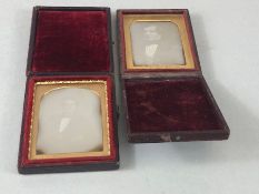 Two Victorian daguerreotype portraits, each in leather covered cases, one marked 'J.S & A