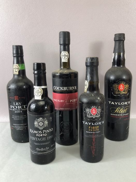 PORT: Five bottles of various Port to include Taylor's, Ramos Pinto Porto, LBV Porto etc