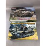 Two DRAGON unassembled 1:35 scale model tanks: Maus and Kleine Panzerbefehlswagen