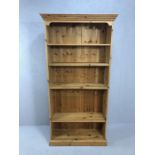 Pine bookcase with adjustable shelves, approx 92cm x 31cm x 183cm tall