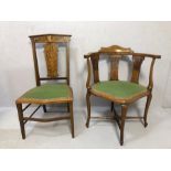 Two antique small inlaid chairs