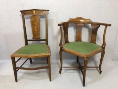 Two antique small inlaid chairs