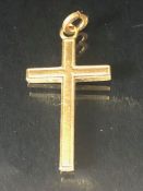 9ct Gold Cross pendant on 9ct gold loop approx 2.5g