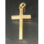 9ct Gold Cross pendant on 9ct gold loop approx 2.5g