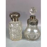 Two Glass and silver topped scent bottles A/F