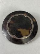 Circular tortoise shell and silver brooch, approx 4.5cm in diameter