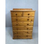 Pine chest of seven drawers, approx 80cm x 46cm x 119cm tall