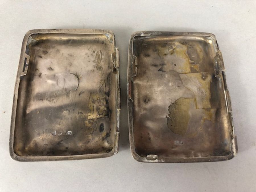 Silver items to include cigarette case (A/F) thimble and a napkin ring (80g) - Image 4 of 12