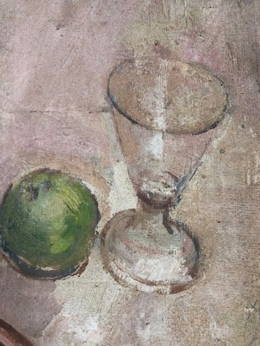 BENEDICT RUBBRA (British b.1938) 'Still life and Greek dish', 1957, Oil on canvas, inscribed - Image 9 of 17