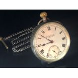 Silver hallmarked 925 pocket watch for maker JOHN ELGIN winds and runs, white face and roman