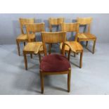 Set of six pine Mid Century-style chairs, stamped 'Team 7' to underside (one carver)