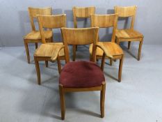 Set of six pine Mid Century-style chairs, stamped 'Team 7' to underside (one carver)