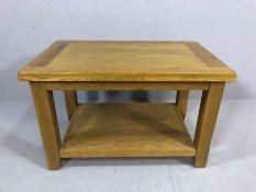 LIght oak coffee table with shelf under approx 80cm x 50cm x 50cm