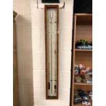 Wooden framed Mercury Thermometer (contains mercury collection only) approx 100cm tall A/F