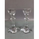A pair of Villeroy and Boch clear glass candlesticks approx 14cm