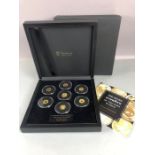 Gold Coins: Collectors set of seven gold coins THE SEVEN WONDERS OF THE WORLD by HATTONS of London