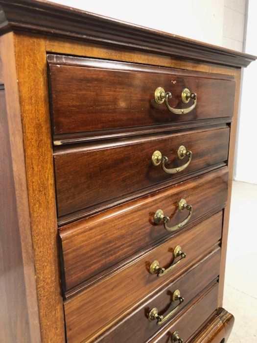 Mahogony music cabinet on queen ann legs with six drawers, approx 86cm tall - Image 3 of 5