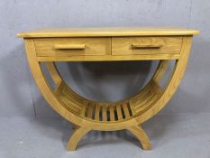 Taylors of Scotland contemporary teak 'Cantik' console table, with two drawers, approx 90cm x 76cm x