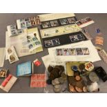 Collection of stamps and coins many with a regal theme