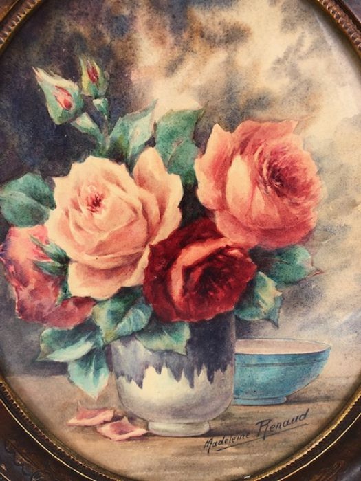 MADELEINE RENAUD (French, 20th Century), Still life of flowers in a vase, signed lower right and - Image 3 of 15