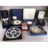 Collection of commemorative china and crystal glassware to include Spode, Royal Worcester,