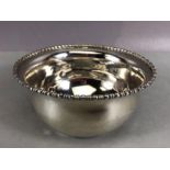 Silver hallmarked bowl with beaded rim hallmarked for London 1914 by maker Josiah Williams & Co (