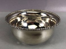 Silver hallmarked bowl with beaded rim hallmarked for London 1914 by maker Josiah Williams & Co (