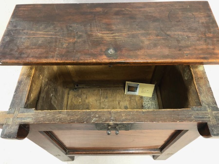 Circa 1900, Korean rice chest, in elm and pine, approx 90cm x 61cm x 85cm tall - Image 9 of 14