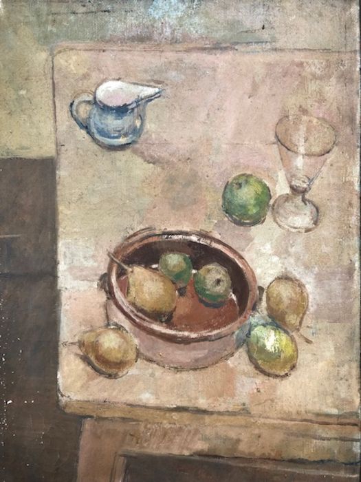 BENEDICT RUBBRA (British b.1938) 'Still life and Greek dish', 1957, Oil on canvas, inscribed - Image 2 of 17