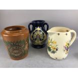 Collection of three vintage ceramic items: a floral jug approx 22cm in height marked 'Made in