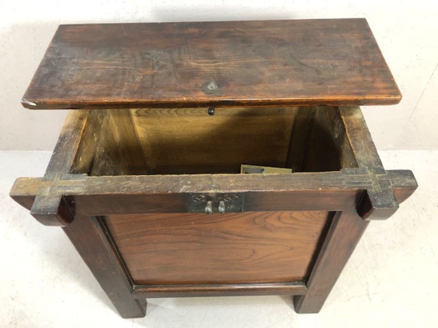 Circa 1900, Korean rice chest, in elm and pine, approx 90cm x 61cm x 85cm tall - Image 8 of 14