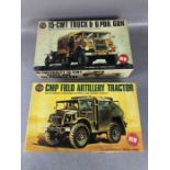 Two AIRFIX unassembled 1:35 scale model military vehicles: CMP Field Artillery Tractor, 15 CWT Truck