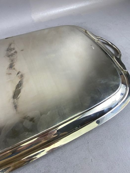 Large Hallmarked silver twin handled Tray or salver assayed for Sheffield 1924 by maker Harrison - Image 27 of 29