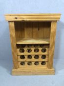 Pine wine rack with storage for 12 bottles approx 69cm x 36cm x 93cm