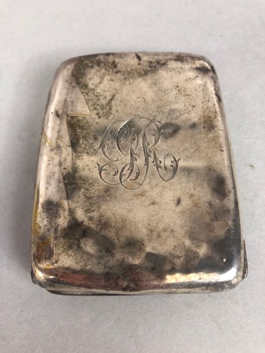 Silver items to include cigarette case (A/F) thimble and a napkin ring (80g) - Image 2 of 12
