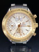 OMEGA SPEEDMASTER AUTOMATIC: OMEGA wristwatch, baton numerals, triple Silver subsidiary dials and
