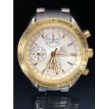 OMEGA SPEEDMASTER AUTOMATIC: OMEGA wristwatch, baton numerals, triple Silver subsidiary dials and